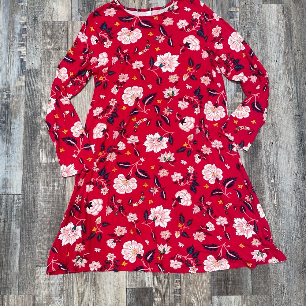 Floral Red Long Sleeve Old Navy Dress